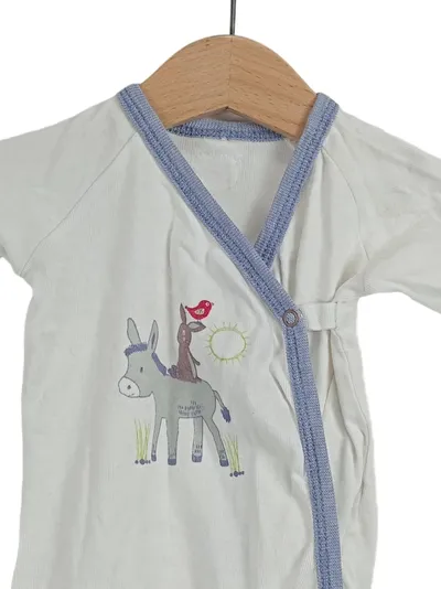 People Wear Organic Baby Body Langarm Gr. 56 Weiß Tiermotiv Applikation