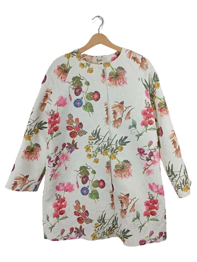 Yumi Damen Leichte Jacke Blumenmuster Weiß Gr. 40/L Floral