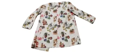 Yumi Damen Leichte Jacke Blumenmuster Weiß Gr. 40/L Floral