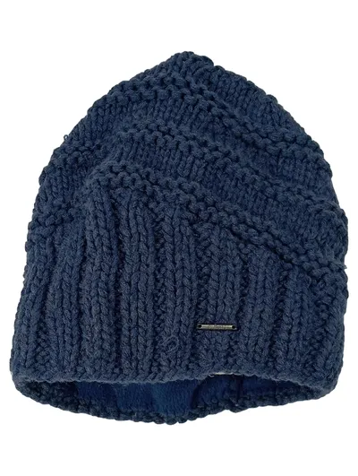 Barts Strickmütze Damen Blau Zopfmuster Fleece gefüttert One Size