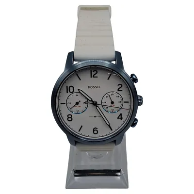Fossil Damen Armbanduhr Chronograph Dual Time Weiß Silikon ES4235