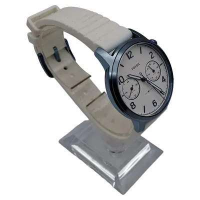 Fossil Damen Armbanduhr Chronograph Dual Time Weiß Silikon ES4235