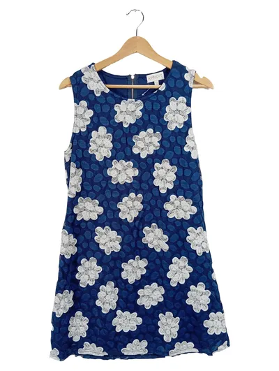 Apricot A-Linien Kleid Blumen Spitze Cocktailkleid Blau Gr. L 42