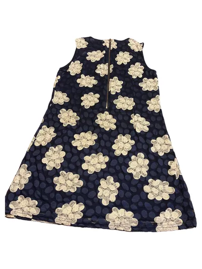 Apricot A-Linien Kleid Blumen Spitze Cocktailkleid Blau Gr. L 42