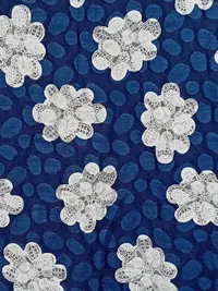 Apricot A-Linien Kleid Blumen Spitze Cocktailkleid Blau Gr. L 42 3