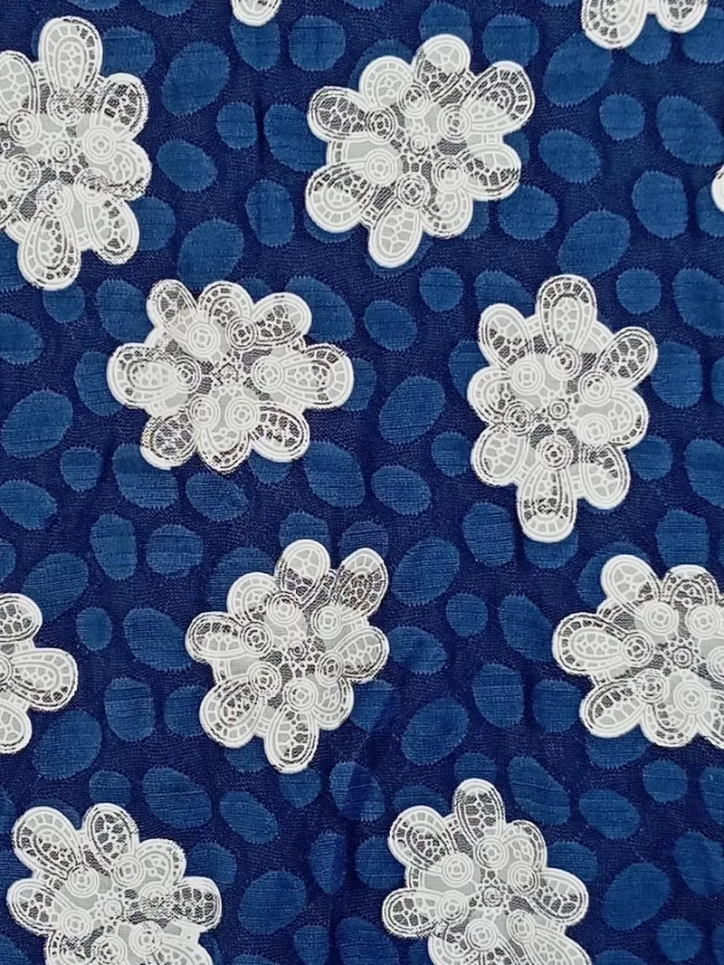 Apricot A-Linien Kleid Blumen Spitze Cocktailkleid Blau Gr. L 42 3
