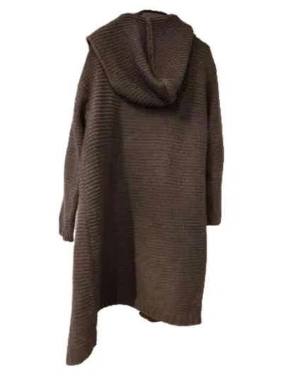 ever.me Damen Strickjacke Cardigan Kapuze Lang Braun Gr. M