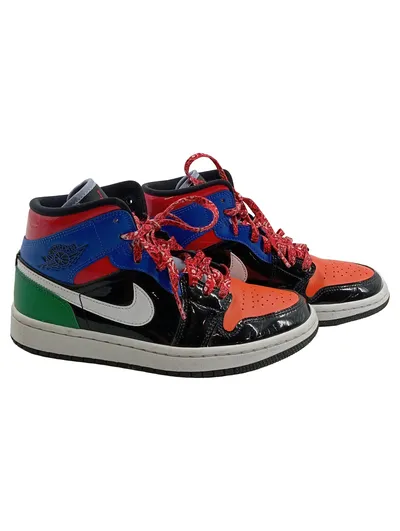 Nike Air Jordan 1 Mid SE Damen Basketballschuhe Lackleder Mehrfarbig 38.5