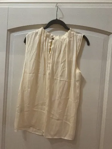 Soyaconcept Damen Bluse Gr. 40 Beige Ärmellos Sommer Raffungen Polyester