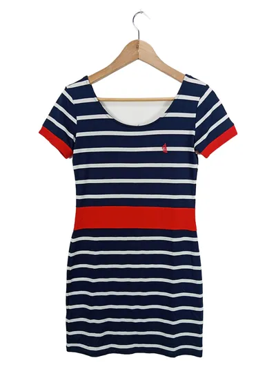 Yachting Time T-Shirt Kleid Damen Gr. M Blau Gestreift Freizeitkleid Viskose