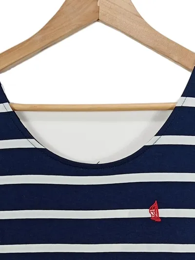 Yachting Time T-Shirt Kleid Damen Gr. M Blau Gestreift Freizeitkleid Viskose