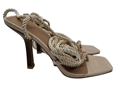 PrettyLittleThing Sandaletten Damen Gr. 37 Beige Seil-Design High Heels