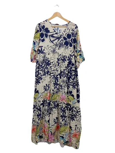 Fashion Highlight Damen Maxikleid Blumenmuster Boho Sommerkleid Viskose Gr. L