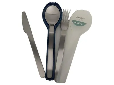 Mepal Besteckset 3-teilig Reisebesteck Messer Gabel Löffel mit Etui