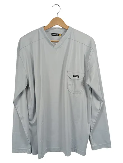 SMOG Herren Langarmshirt L Grau Polyester Casual Freizeit Logo