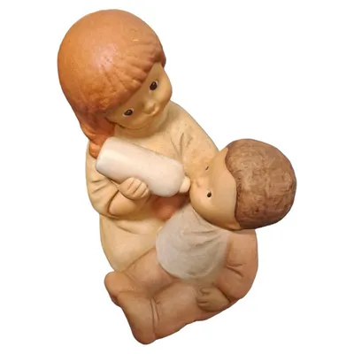 Goebel Nina & Marco Figur Geschwister Baby Fläschchen Porzellan 12cm