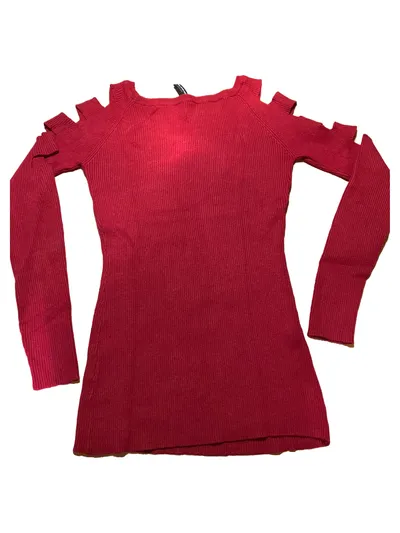 Blind Date Casual Damen Pullover Cut-Out Schultern Rot Gr. S Langarm