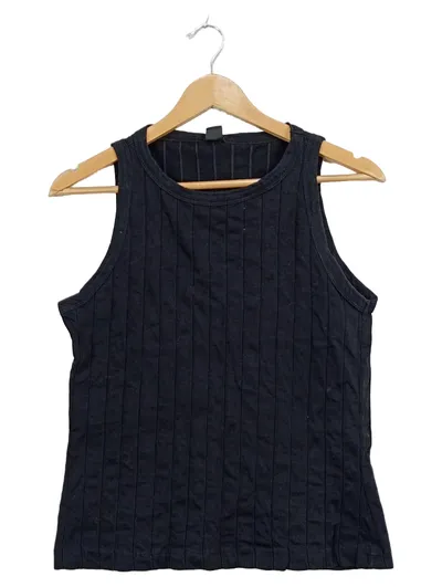 Blind Date Damen Top Tanktop Gr. 42/XL Schwarz Rippstrick Baumwolle
