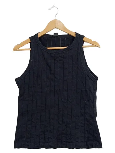 Blind Date Damen Top Tanktop Gr. 42/XL Schwarz Rippstrick Baumwolle