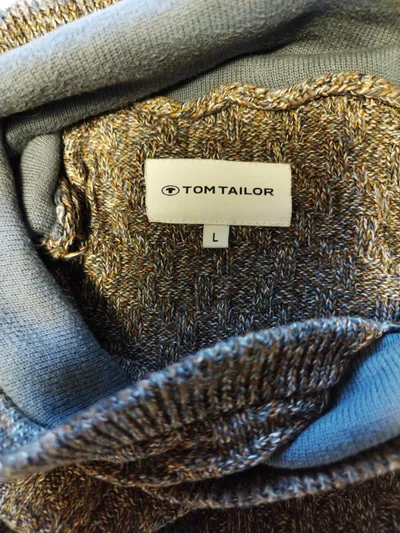 Tom Tailor Herren Kapuzenpullover Strickpullover Gr. L Grau Meliert Baumwolle
