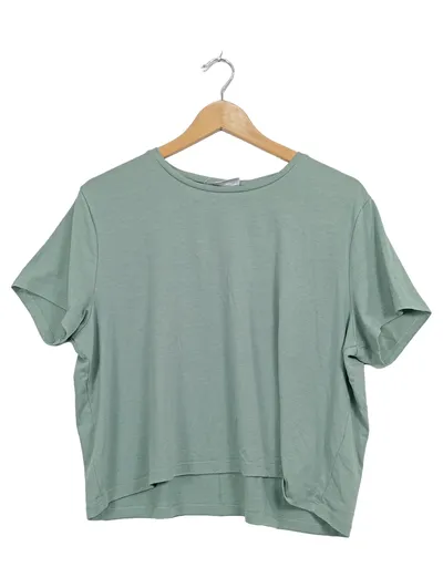 Noisy May Damen T-Shirt Basic Rundhals Grün Gr. L Kurzarm