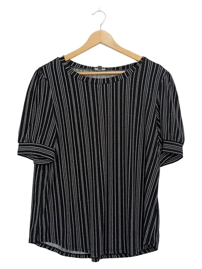 Adrianna Papell Damen T-Shirt Bluse Gr. L Schwarz Weiß Gestreift