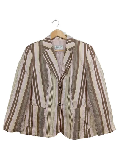 Basler Damen Blazer Leinen Gestreift Rosa Business Gr. 44 XXL