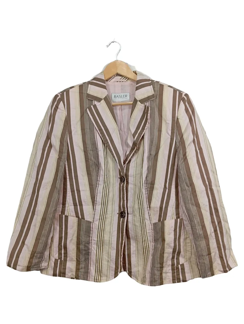 Basler Damen Blazer Leinen Gestreift Rosa Business Gr. 44 XXL 1