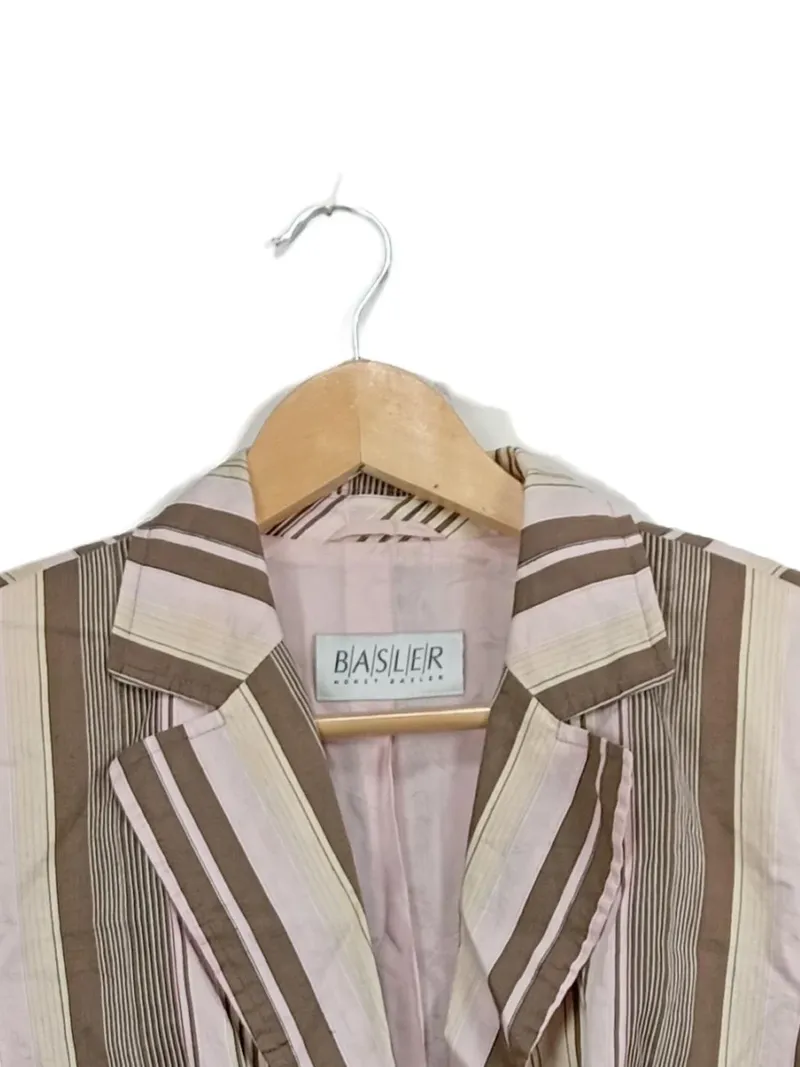 Basler Damen Blazer Leinen Gestreift Rosa Business Gr. 44 XXL 3
