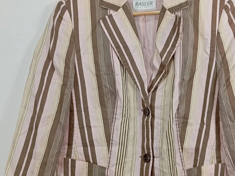 Basler Damen Blazer Leinen Gestreift Rosa Business Gr. 44 XXL 4