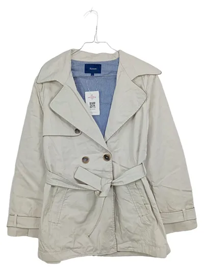 Façonnable Trenchcoat Damen Beige Klassisch Baumwolle Gr. 42 L