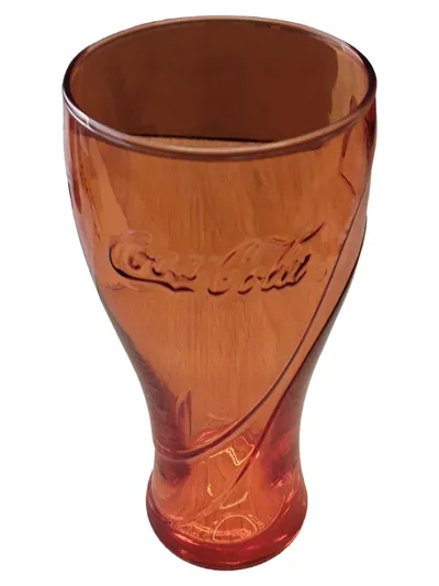 Coca-Cola Glas Orange Logo Fan Becher Trinkglas 16cm