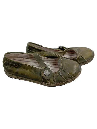 Rovers Mary Jane Ballerinas Damen Oliv Leder Vintage Gr. 40
