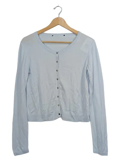 Hallhuber Damen Strickjacke Cardigan Langarm Viskose Baumwolle Blau Gr. 38 M