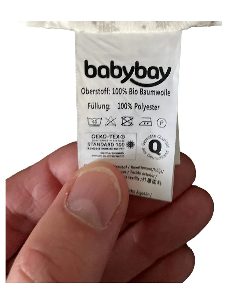 Babybay Nestchen gepolstert Bio-Baumwolle Sterne weiß grau 151cm 4