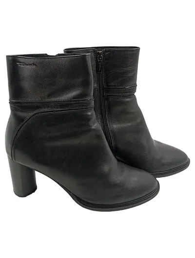 Tamaris Damen Stiefeletten Leder Schwarz Gr. 41 Blockabsatz 9cm