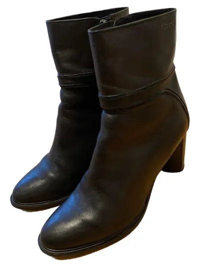 Tamaris Damen Stiefeletten Leder Schwarz Gr. 41 Blockabsatz 9cm