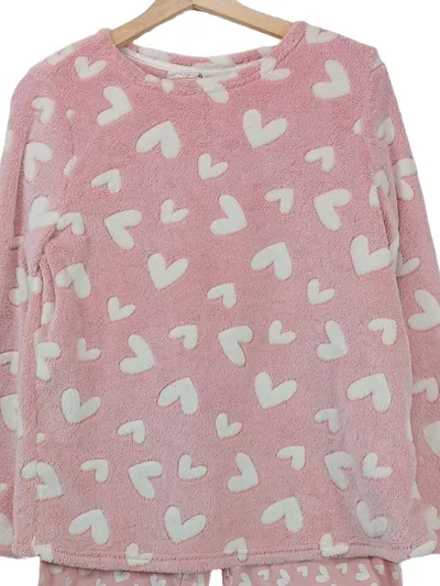 QueenTex Damen Schlafanzug Pyjama Set Rosa Tiermotiv Freizeit Gr. 40 M