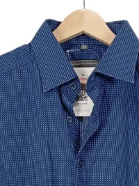 Finshley & Harding Herren Business Hemd Gr. 42 Blau Gepunktet Modern Fit 2