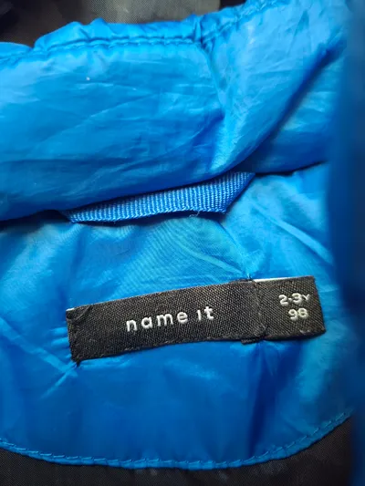 NAME IT Kinder Steppjacke Gr. 98 Blau mit Kapuze Winterjacke 2-3 Jahre