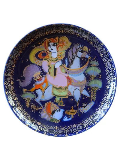 Rosenthal Wunderlampe I Sammelteller Pferd Aladin Porzellan Blau 16cm