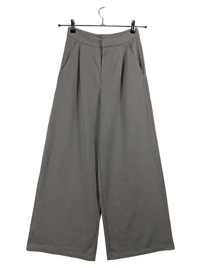 ASOS Design Damen Stoffhose Weites Bein Plissee Grau Gr. 38