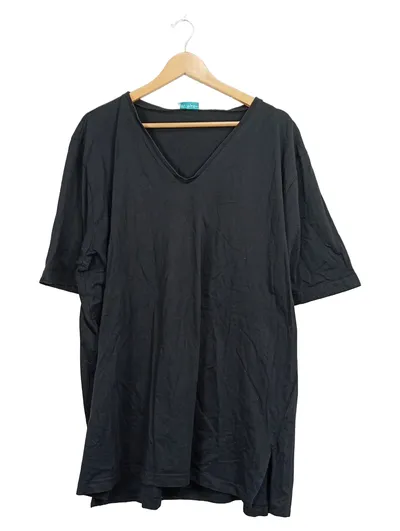 Ulla Popken Damen T-Shirt V-Ausschnitt Schwarz Gr. 50/52 Baumwolle Basic