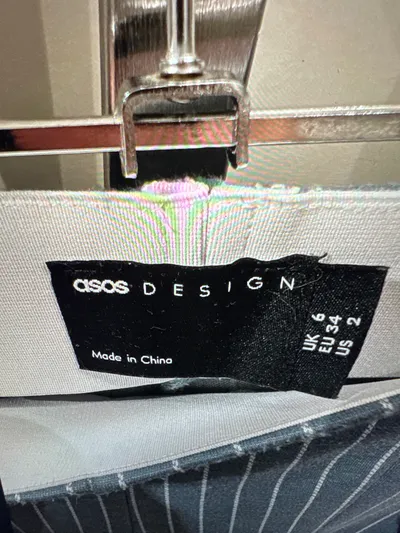 ASOS Design Anzughose Damen Gr. 34 Grau Nadelstreifen Flare