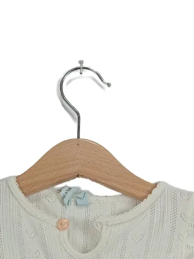 MINI A TURE Baby Body Langarm Gr. 62 Weiß Lochmuster Baumwolle