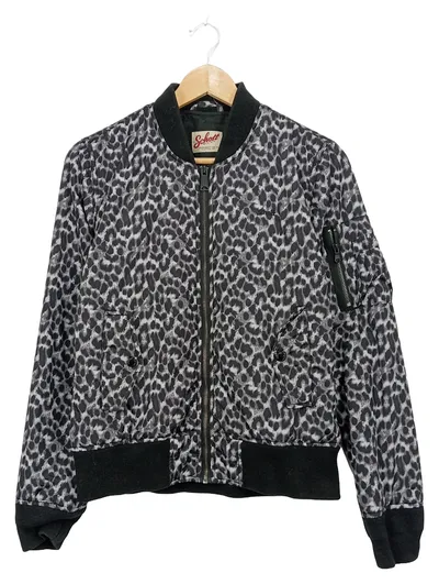 Schott Bomberjacke Damen Gr. M Leopard Leo-Print Grau Jacke