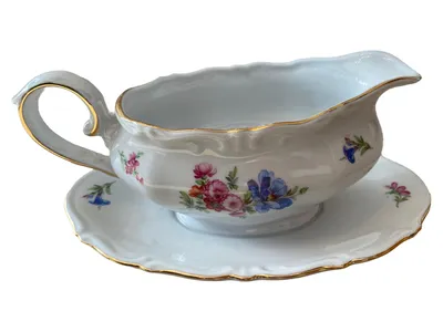 Schumann Bavaria Sauciere Porzellan Blumenmuster Klassisch Weiß 22 cm