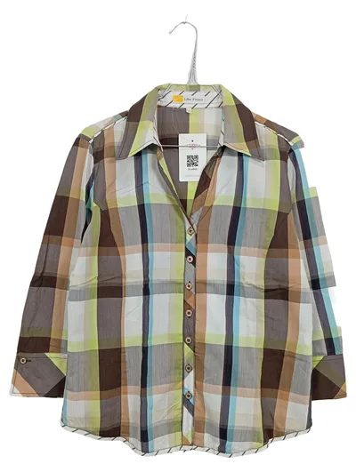 Ute Fries Damen Freizeithemd kariert 3/4-Arm Polyester Gr. S Mehrfarbig