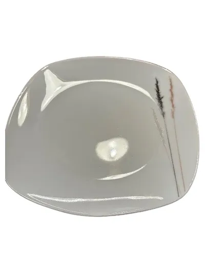 Casa Nova Teller Quadratisch Porzellan Weiß Gräser Dekor 18cm