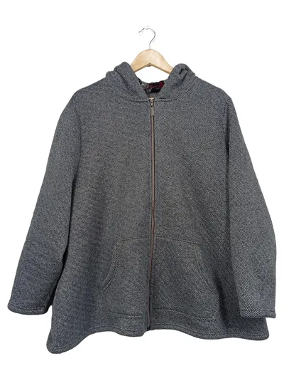 Ulla Popken Damen Strickjacke Kapuze Gr. 54/56 Grau Meliert
